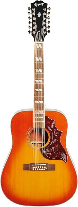 Epiphone Hummingbird 12-String Acoustic-Electric Guitar, Aged Cherry Sunburst, Full Straight Front