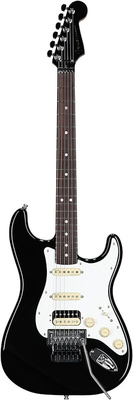Fender American Ultra Luxe Stratocaster FR HSS Electric Guitar (with Case), Mystic Black, Full Straight Front