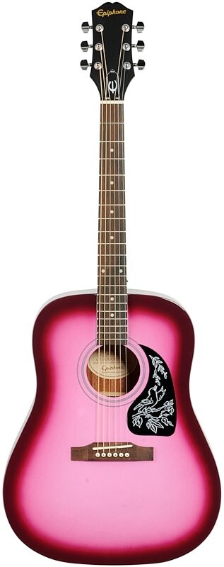 Epiphone Starling Dreadnought Acoustic Guitar, Hot Pink Pearl, Full Straight Front