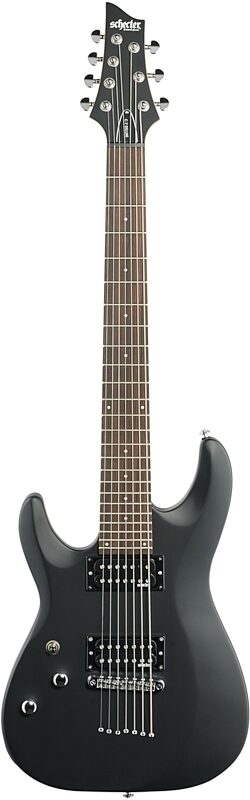 Schecter C-7 Deluxe Left-Handed Electric Guitar, Satin Black, Full Straight Front