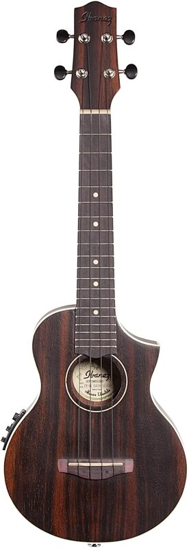 Ibanez UEW13MEE Acoustic-Electric Ukulele, Dark Brown Open Pore, Full Straight Front