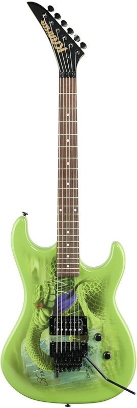 Kramer Snake Sabo Baretta Electric Guitar (with Gig Bag), Snake Green, Custom Graphics, Blemished, Full Straight Front