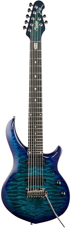 Sterling by Music Man Majesty 207 QM Electric Guitar, 7-String (with Gig Bag), Cerulean Par, Full Straight Front