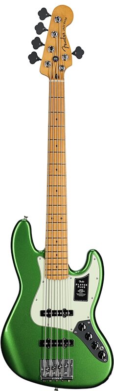 Fender Player Plus V Jazz Electric Bass, Maple Fingerboard (with Gig Bag), Cosmic Jade, Full Straight Front
