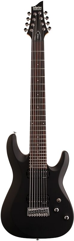 Schecter C-8 Deluxe Electric Guitar, Satin Black, Full Straight Front