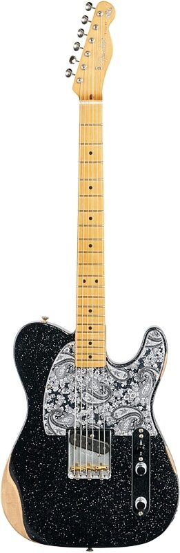 Fender Brad Paisley Road Worn Esquire Electric Guitar (with Gig Bag), Black Sparkle, Full Straight Front