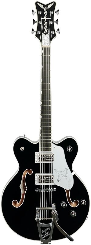 Gretsch G6636TSL Silver Falcon Center Block Electric Guitar (with Case), Black, Full Straight Front