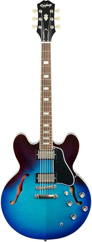 Epiphone ES-335 Figured Semi-Hollowbody Electric Guitar, Blueberry Burst, Full Straight Front