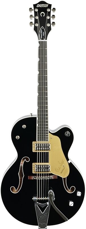 Gretsch G6120T-BSNSH Pro Brian Setzer Signature Electric Guitar (with Case), Black Lacquer, Full Straight Front