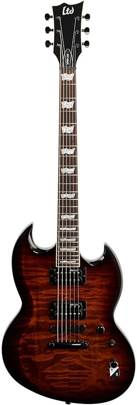 ESP LTD Viper 256QM Electric Guitar, Dark Brown Sunburst, Blemished, Full Straight Front