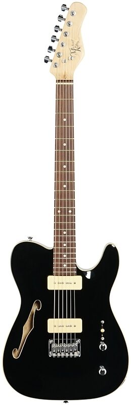 Michael Kelly Guitars 59 Thinline Electric Guitar, Gloss Black, Full Straight Front