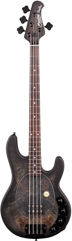 Sterling by Music Man StingRay Ray34PB Electric Bass (with Gig Bag), Transparent Black Satin, Full Straight Front