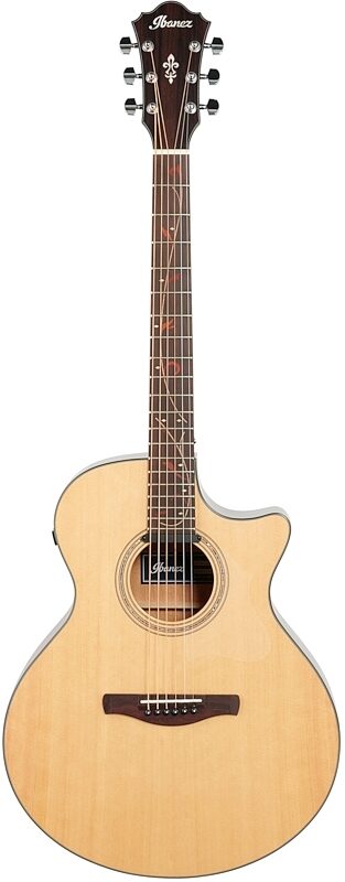 Ibanez AE275 Acoustic-Electric Guitar, Natural Low Gloss, Full Straight Front