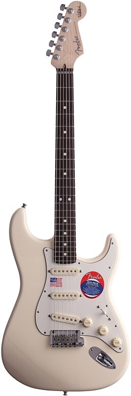Fender Jeff Beck Stratocaster Electric Guitar (with Case), Olympic White, Full Straight Front