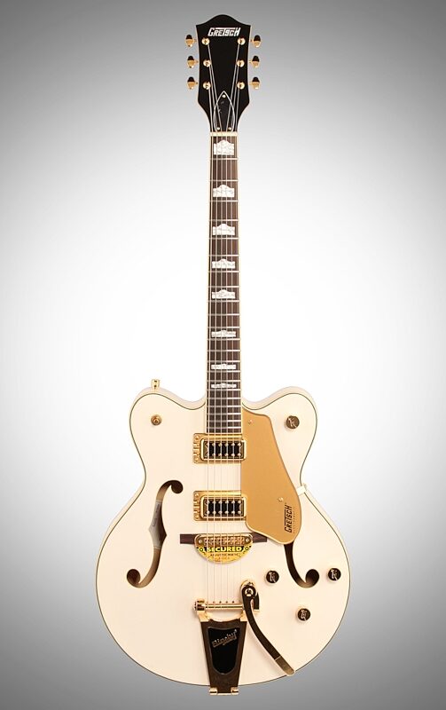 Gretsch G5422TG Electromatic Hollowbody Double Cutaway Electric Guitar with Bigsby, Snow Crest White, Full Straight Front