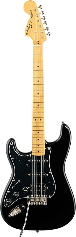 Squier Classic Vibe '70s Stratocaster HSS Electric Guitar, Maple Fingerboard, Left-Handed, Black, Full Straight Front