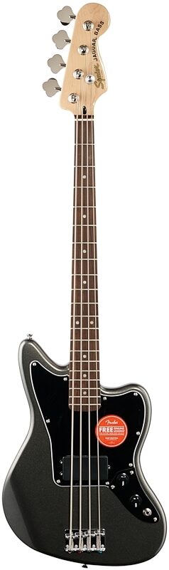 Squier Affinity Jaguar H Electric Bass, Laurel Fingerboard, Charcoal Frost, Full Straight Front