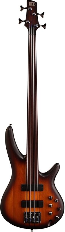 Ibanez SRF700 Portamento Fretless Electric Bass, Brown Burst Flat, Full Straight Front