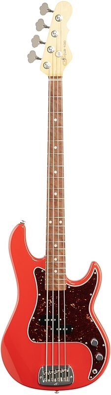 G&L Fullerton Deluxe LB-100 Bass Guitar (with Bag), Fullerton Red, Full Straight Front