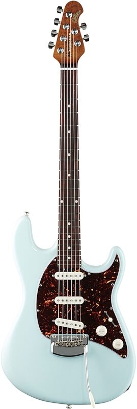 Ernie Ball Music Man Cutlass SSS Tremolo Electric Guitar, Rosewood Fingerboard (with Case), Powder Blue, Full Straight Front