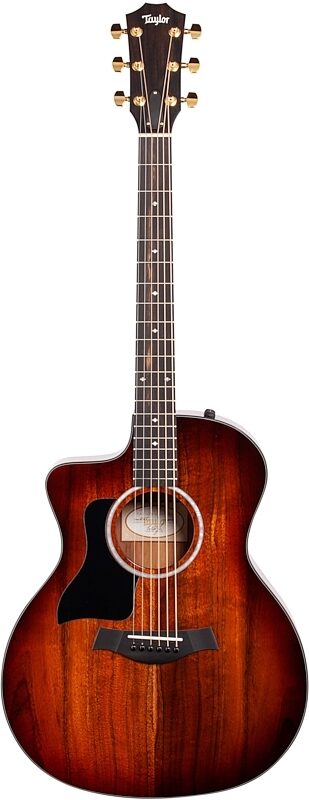 Taylor 224ce Deluxe Grand Auditorium Koa Acoustic-Electric Guitar, Left-Handed (with Case), Shaded Edge Burst, Full Straight Front