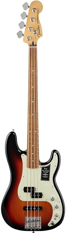 Fender Player Plus Precision Electric Bass, Pau Ferro Fingerboard (with Gig Bag), 3-Color Sunburst, Full Straight Front