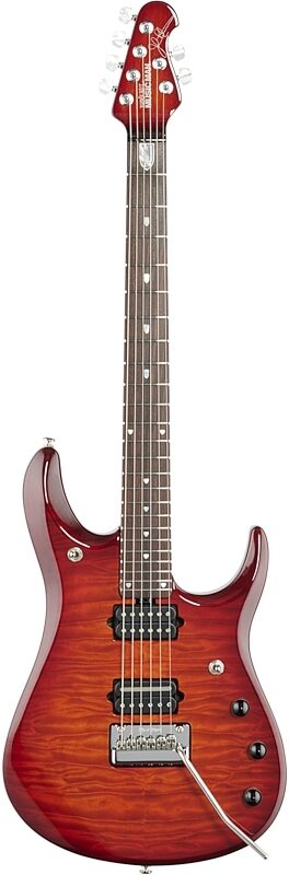 Ernie Ball Music Man Petrucci JP Electric Guitar (with Case), Dragon Blood Quilt, Full Straight Front