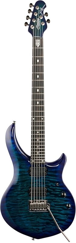 Sterling by Music Man Majesty X DiMarzio QM Electric Guitar (with Gig Bag), Cerulean Par, Full Straight Front