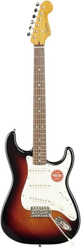 Squier Classic Vibe '60s Stratocaster Electric Guitar, with Laurel Fingerboard, 3-Color Sunburst, Full Straight Front