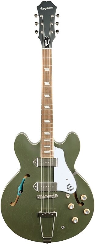 Epiphone Casino Worn Hollowbody Electric Guitar, Worn Olive Drab, Full Straight Front