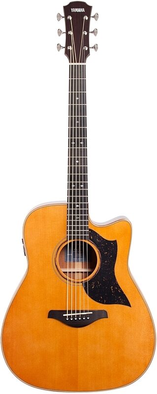 Yamaha A5M Dreadnought Acoustic-Electric Guitar (with Case), Vintage Natural, Full Straight Front