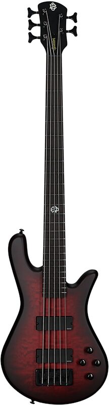 Spector NS Pulse II Electric Bass, 5-String (with Gig Bag), Black Cherry Matte, Full Straight Front