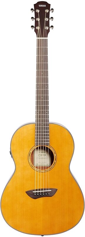 Yamaha CSF-TA TransAcoustic Parlor Acoustic Guitar, Vintage Natural, Full Straight Front