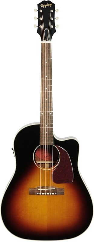 Epiphone J-45 EC Acoustic-Electric Guitar, Aged Vintage Sunburst Gloss, Full Straight Front