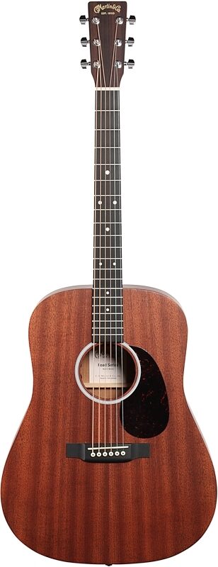 Martin D-10E Road Series Acoustic-Electric Guitar (with Soft Case), Natural, Sapele Top, Full Straight Front