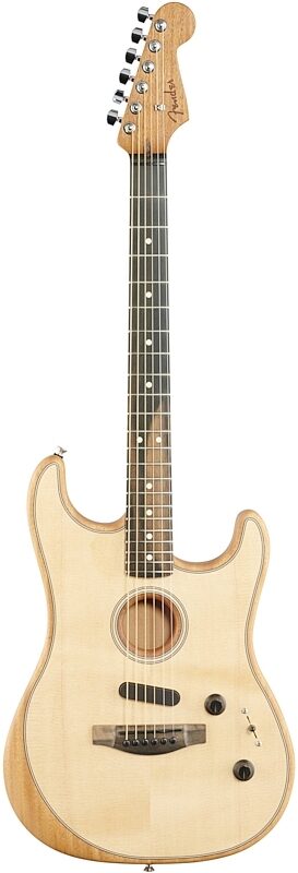 Fender American Acoustasonic Stratocaster Electric Guitar (with Gig Bag), Natural, Full Straight Front