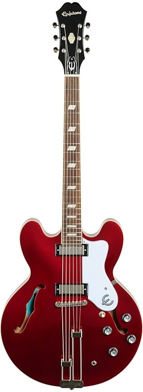 Epiphone Riviera Semi-Hollowbody Archtop Electric Guitar, Sparkling Burgundy, Full Straight Front