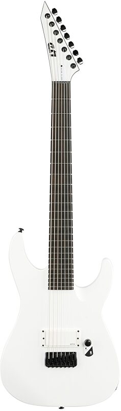 ESP LTD M-7BHT Baritone Electric Guitar, 7-String, Snow White Satin, Full Straight Front