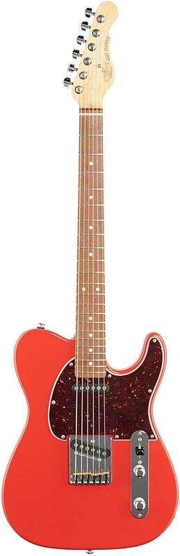 G&L Fullerton Deluxe ASAT Classic Electric Guitar (with Gig Bag), Fullerton Red, Full Straight Front