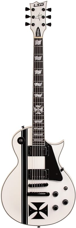 ESP LTD James Hetfield Iron Cross Electric Guitar (with Case), Snow White, Full Straight Front