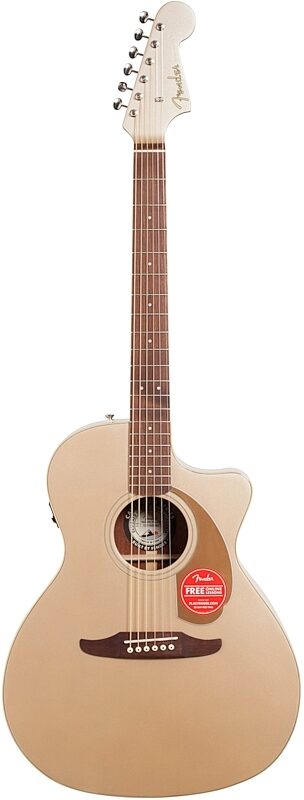 Fender Newporter Player Acoustic-Electric Guitar, Champagne, Full Straight Front