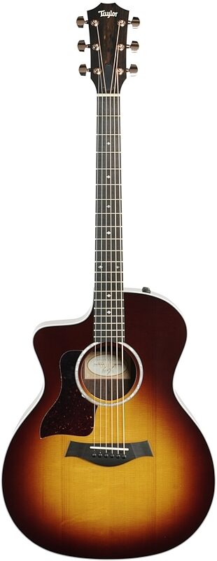 Taylor 214ce Deluxe Grand Auditorium, Left-Handed (with Case), Tobacco Sunburst, Full Straight Front