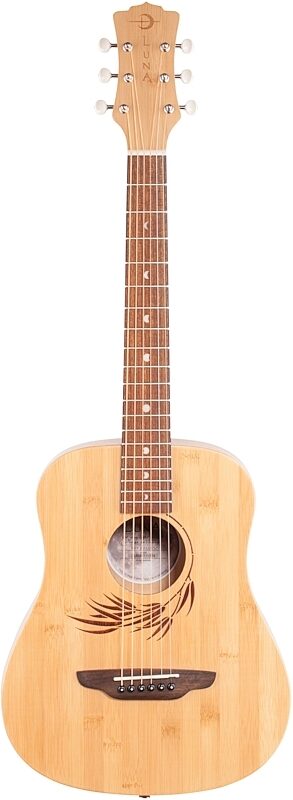 Luna Safari Bamboo Travel Acoustic Guitar (with Gig Bag), New, Full Straight Front