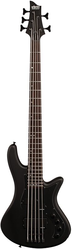 Schecter Stiletto Stealth-5 Electric Bass, 5-String, Satin Black, Full Straight Front