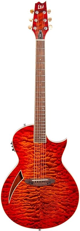 ESP LTD TL-6QM Acoustic-Electric Thinline Electric Guitar, Tiger Eye, Full Straight Front