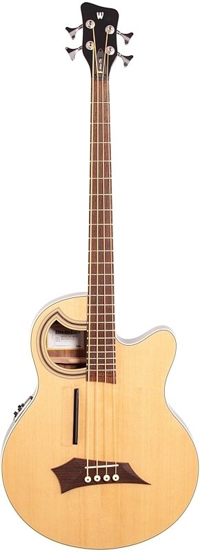 Warwick RockBass Alien Deluxe Thinline Acoustic-Electric Bass (with Gig Bag), Natural, Full Straight Front