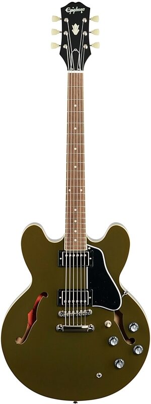 Epiphone Exclusive ES-335 Electric Guitar, Olive Drab Green, Full Straight Front
