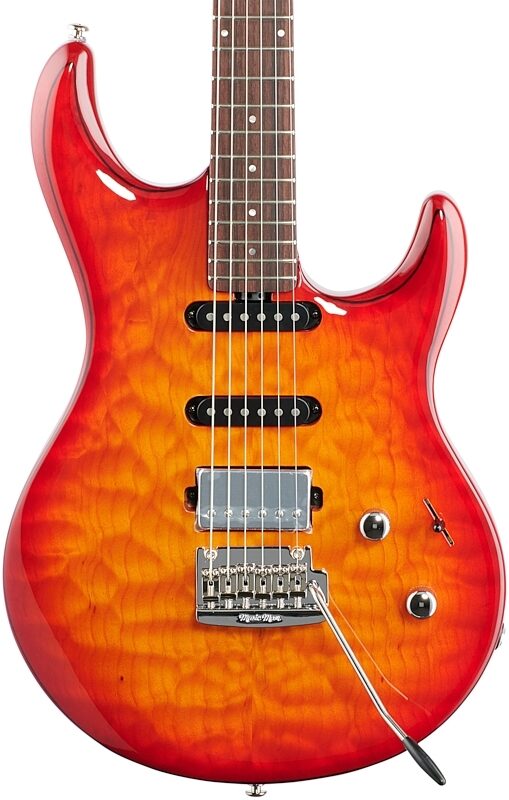 Music Man Luke 3 HSS Electric Guitar (with Case), Cherry Burst Quilt, Serial Number G99297, Body Straight Front