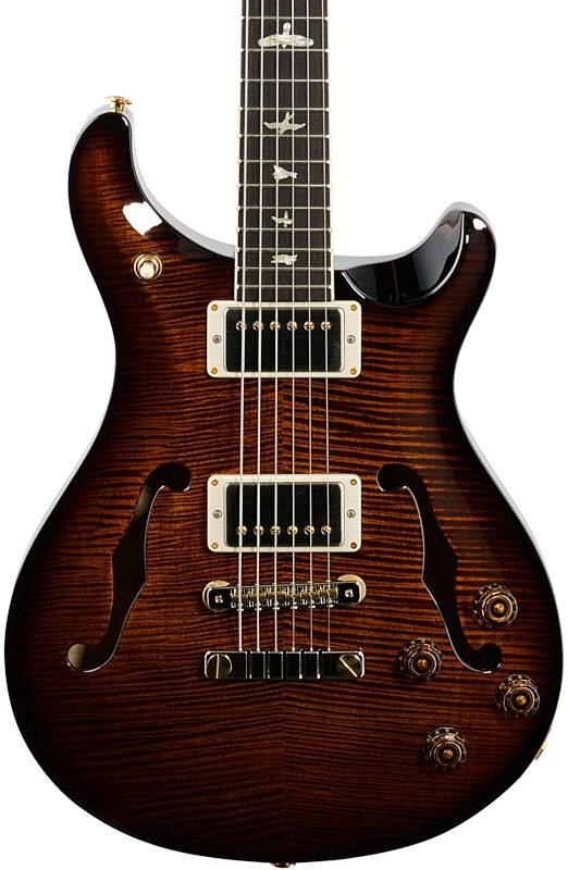 PRS Paul Reed Smith McCarty 594 Hollowbody II 10-Top Electric Guitar (with Case), Black Gold Burst, Serial Number 0318703, Body Straight Front