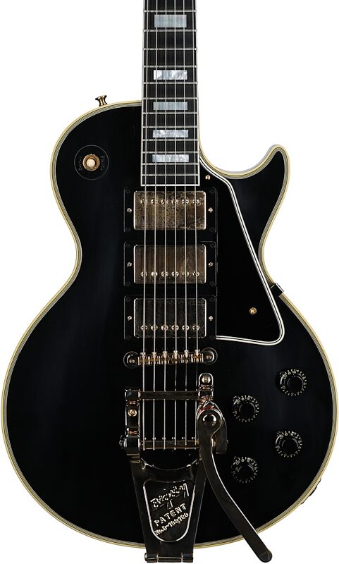 Gibson Custom '57 Les Paul Custom Black Beauty Electric Guitar (with Case), Ebony, with Bigsby, Serial Number 721418, Body Straight Front